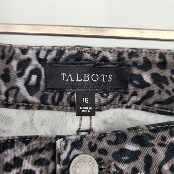 Talbots Leopard Print Signature Pants Womens Size 16 Tan Black Straight Leg - Picture 4 of 7